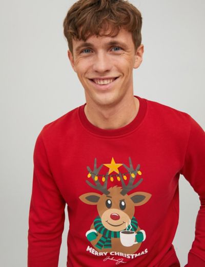 Cotton Rich Reindeer Graphic Sweatshirt